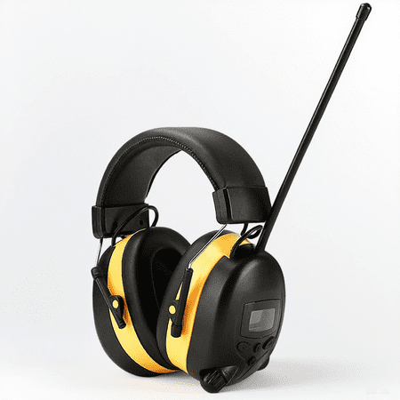 AM/FM Radio Headphones with Digital Display, 30dB AM FM Hearing Protection Safety Ear Muff, Ear Protection Headphone for Mowing, Landscaping, Shooting and Construction
