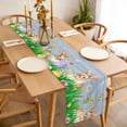thumbnail image 3 of Easter Bunny Table Runner - 108 Inch Long, Kitchen Dining Table Runner Dresser Scarves, Spring Easter Eggs Chicken Blue Wood Farmhouse Decor for Coffee Tables Wedding Party Banquet, 3 of 8