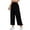 Black, variant on Womens Wide Leg Lounge Pants Sports High Waisted Elastic Pants Solid Color Loose Straight Leg Pants