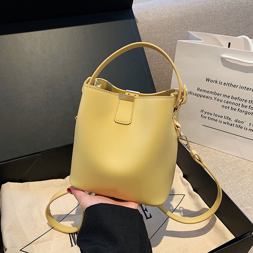 Leather Bucket Crossbody Bag for Women Medium Hobo Purse Handbag Fashion Ladies Top Handle Tote Shoulder Bag