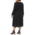 thumbnail image 4 of DARING DIVA Women's Plus Size Knit Long Sleeve A Line Midi Pockets Dress 4X Black, 4 of 6