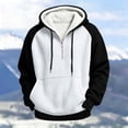 thumbnail image 4 of FchengtaiS Mens Waffle Knit Textured Hoodies Sherpa Lined Raglan Sleeve Sweatshirts Colorblock Pullover Tops for Fall Winter, 4 of 8