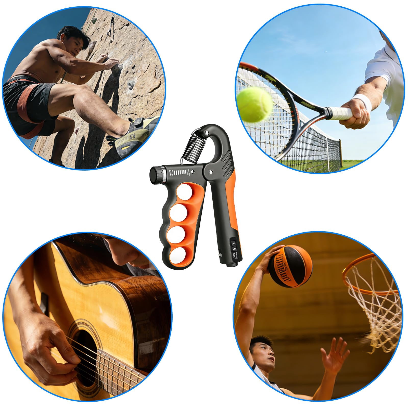 Hand Gripper Strengthener  11-220lbs Adjustable Resistance Grip Strength Trainer With Counter Forearm Exerciser For Injury And Building