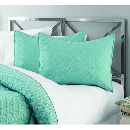 Mainstays Emma Solid Basketweave Quilt Collection, Single Standard Sham, Aqua