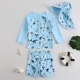 thumbnail image 2 of Ymyiu Toddler Boy Bathing Suit Boys Swim Shirt Toddler Baby Boys Cartoon Long Sleeve Quick Dry Sun Protection Beach Casual Swimsuit Baby Swimsuit 6-12 Months (Sky Blue,6-12 Months), 2 of 6