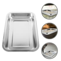 OUNONA Open Type Stainless Steel Cat Litter Box Silver with Durability