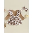 thumbnail image 5 of Baby Girls Spring Outfits Short Sleeve Ribbed Romper + Suspender Skirt + Headband Set Newborn 3 Piece Clothes, 5 of 10
