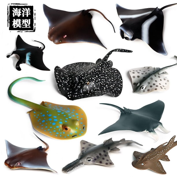 Ocean World Animals Model Figurine Sea Life Batfish Devil Fish Sawfish Action Figure Aquarium Decor Education Children Toys GiftM-204 He Qiyong unisex