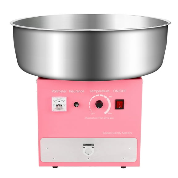 KFFKFF Electric Cotton Candy Machine, 1000W Commercial Candy Floss Maker with 20.5-inch Stainless Steel Bowl, Sugar Scoop, and Storage Drawer, Ideal for Home Use, Great for Kids' Parties