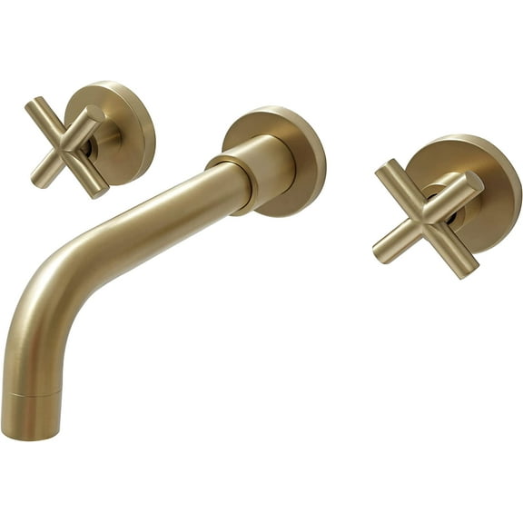 CoSoTower Double Handle Wall Mount Bathroom Faucet Brushed Gold