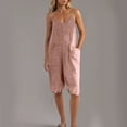 thumbnail image 3 of Htigea Clearance Womens Casual Sleeveless Strap Loose Adjustable Jumpsuits Stretchy Shorts Pants Romper with Pockets Pink 2XL, 3 of 6