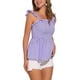 thumbnail image 4 of INSPIRAR CHIC Blusa de cuadros con peplum para mujer, cuello cuadrado, sin mangas, verano, color morado, 4 of 6
