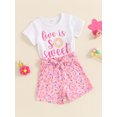 thumbnail image 4 of Musuos Little Girls Summer 2PCS Sets 18M-6Y Short Sleeve Letter Donut Embroidery T-shirt Belted Shorts Sets Birthday Clothes, 4 of 10