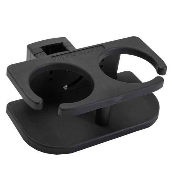 Extreme Max 3005.5695 Adjustable 2-Drink Mug Cup & Can Holder for Horizontal and Vertical Square Pontoon Rails - Black