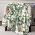 thumbnail image 3 of Throw Blanket for Couch Flowers Soft Fleece Flannel Blankets Cozy Lightweight Blanket for Home Sofa Living Room Green Leaf Watercolor Bed Throws 60" x 80", 3 of 9