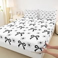 thumbnail image 4 of Erosebridal Black Cartoon Bowknot Queen Sheet Sets,Kawaii Bow Girls Bed Set For Teens 4 Pieces, 4 of 6