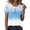 Light Blue-2, variant on Womens Short Sleeve Henley Top Floral Gradient Pleated Front Relaxed Fit Blouse Light Blue,Size L