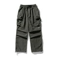 thumbnail image 4 of Jinhomg Mens Baggy Cargo Pants Loose Fit Elastic Waist Drawstring Pants Big and Tall Casual Solid Wide Leg Hip Hop Trousers with Pockets Dark Gray XXL, 4 of 8