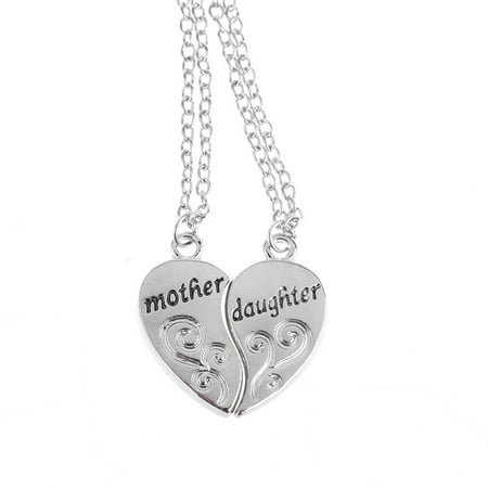 Mother Daughter Silver Tone Tarnish Resistant Two-Piece Heart Necklace Friends Forever Pendant,