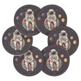 thumbnail image 7 of Yayeee 6 PCS Drink Coasters with Holder Set Woven Absorbent Round Tabletop Hot Pad, Pink Astronaut Planet, 7 of 7