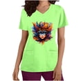 thumbnail image 2 of BiZtdJrK Womens Mardi Gras Scrubs 2025 Spring Scrub Tops Carnival Funny Graphic Shirts Casual V Neck Medical Nursing Uniforms with Pockets Green XXL on Sale Clearance, 2 of 6