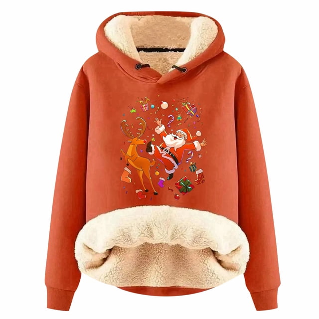 WEAIXIMIUNG Robe Sweat-Shirt Filles Imprimé Père Noël avec Capuche Confortable à Manches Longues