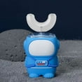 thumbnail image 3 of Cepillo de dientes eléctrico para niños de silicona, automático, recargable, 360 grados, en forma de U, cepillo de dientes sónico, dibujos animados para niños, luz azul, 3 of 5