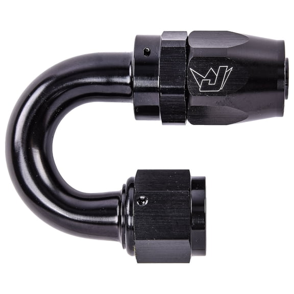 JEGS AN 180-Degree Max Flow Swivel Hose End [-10 AN Female to -10 AN Hose, Black]