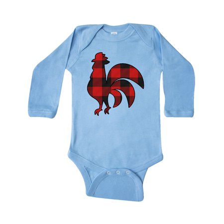 

Inktastic Rooster Silhouette Plaid Gift Baby Boy or Baby Girl Long Sleeve Bodysuit