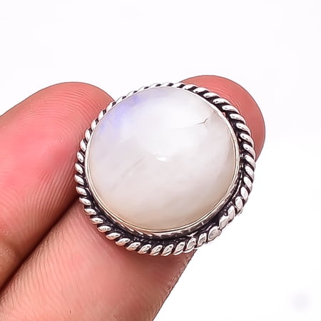 Moonstone - Sri Lanka Designer Handmade 925 Sterling Silver Ring S.7 R15589