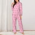 thumbnail image 2 of Saiise Pink Bows Print Women Soft Pajama Sets,Long Sleeve Sleepwear Button Up 2-Piece Pjs Lounge Sets-XX-Large, 2 of 7