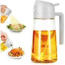 Oil Spray Bottle, 2 in 1 Oil Spray and Oil Container, 470ml/ 16oz Olive Oil Spray Bottle,Cooking Oil Spray Glass for Used for Air Fryer, Baking, Grilling(GREY)