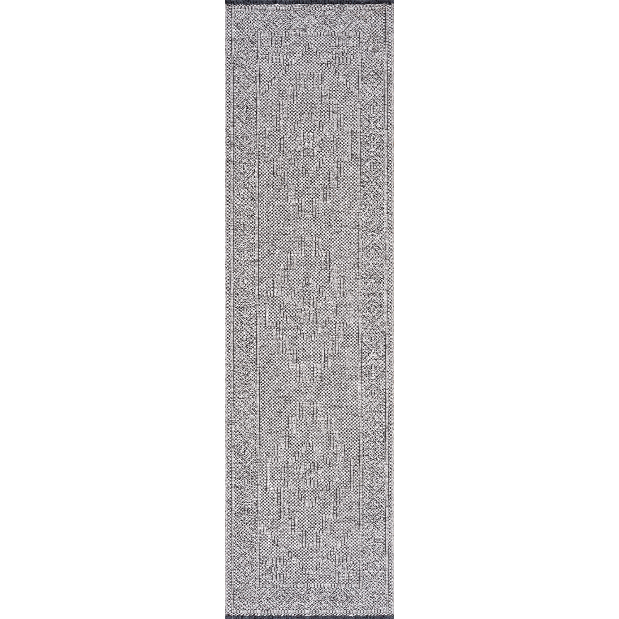 Alma Transitional 2' x 7.7' Light Gray and Stone Grey, Machine Washable Polyester & Cotton Indoor Area Rug