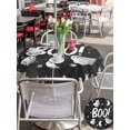 thumbnail image 4 of Outdoor Tablecloth with Umbrella Hole and Zipper, Black BOO Halloween Round Table Cloth 60 Inch Waterproof Tablecloth, Cute Ghost Spooky Star Moon Dots Picnic Table Cover for Patio Camping, 4 of 7