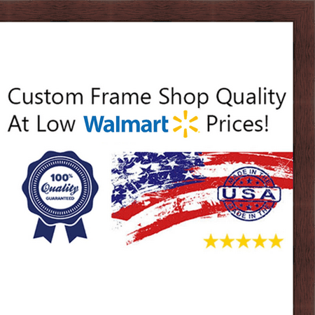 24x34 - 24 x 34 Mahogany Flat Solid Wood Frame with UV Framer's Acrylic & Foam Board Backing - Great For a Photo, P