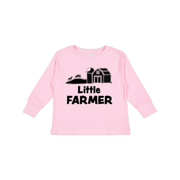 Inktastic Little Farmer Barn, Silo and Cows Boys or Girls Long Sleeve Toddler T-Shirt