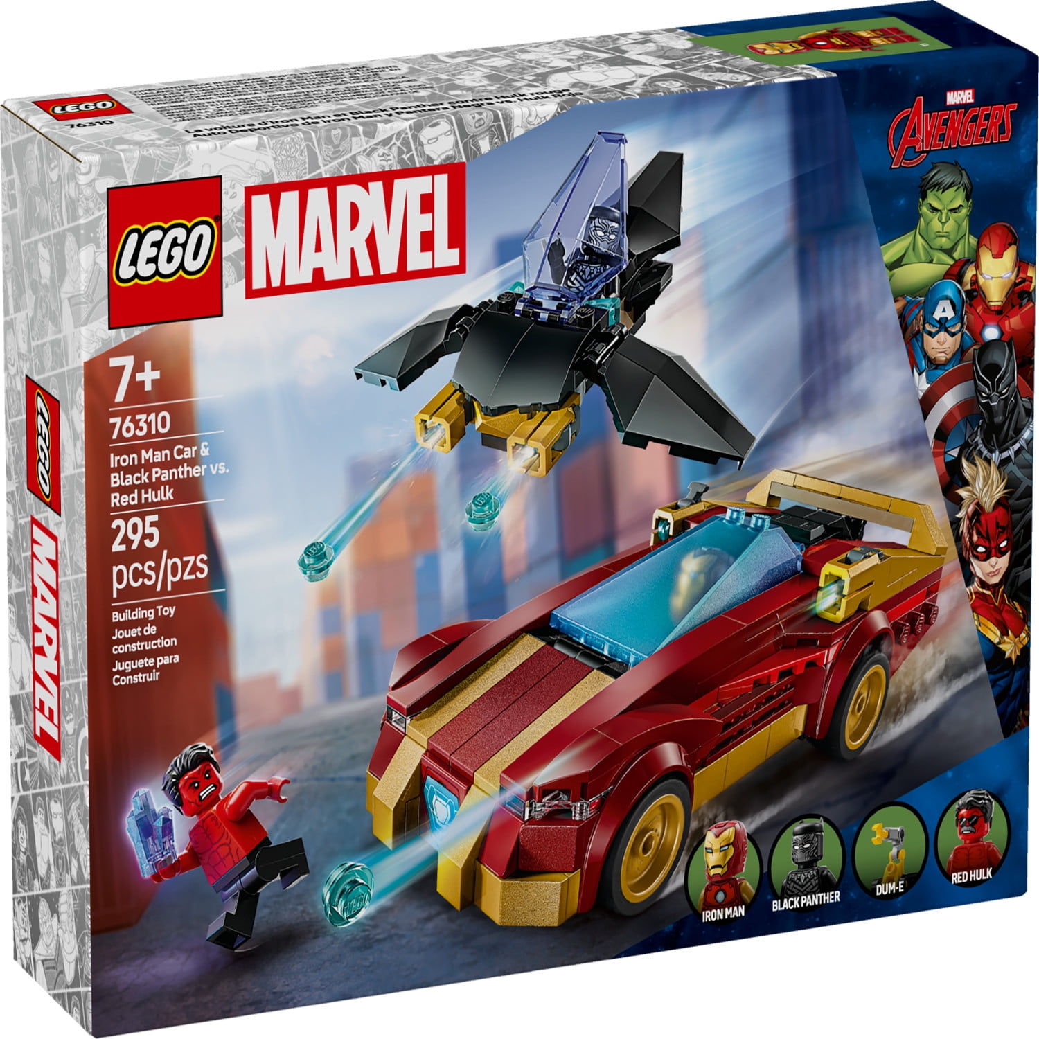 LEGO Super Heroes Marvel Iron Man Car & Black Panther vs. Red Hul 76310