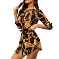 thumbnail image 1 of Gibobby Vestido casual de punto para mujer Mini vestido con estampado de mujer, vestido largo de manga larga con , camisa informal, vestido de mujer para muje(Negro,CH), 1 of 5
