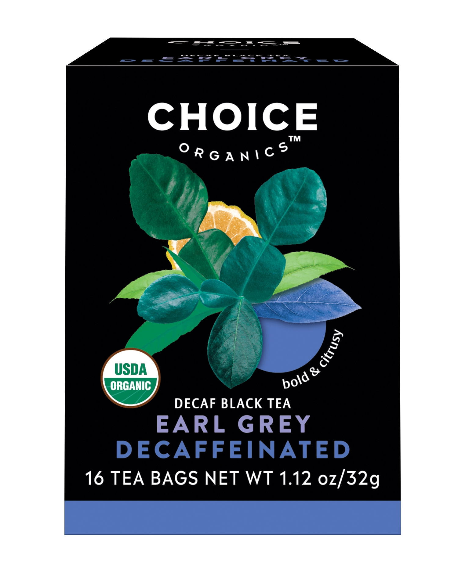 Choice Organics Tea, Black Tea Bags, Decaf Earl Grey, 16 Ct Tea Bags