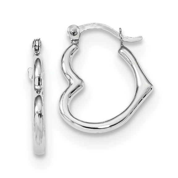 Primal Gold 14 Karat White Gold Heart Shaped Hollow Hoop Earrings