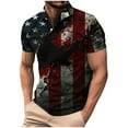 thumbnail image 2 of UVEASISHA Mens American Flag Polos Shirt 4th of July Golf Shirts for Men Big and Tall Casual Button Collared T-Shirt Memorial Day Distressed Patriotic Tee Black-1 XXL, 2 of 5