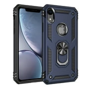 ULAK iPhone XR Case with Ring Holder, Heavy Duty Shockproof Kickstand Phone Case for Apple iPhone Xr for Men Boys Kids, Blue