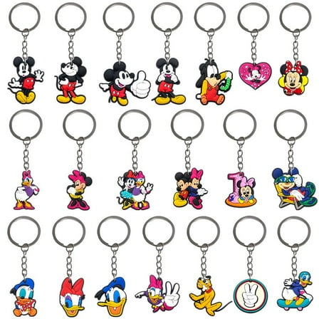 20pcs Mickey Cartoon Keychain for Kids Party Favors, Mini Cute Keyring for Classroom Prizes, Birthday Christmas Party Favors Gift, Goodie Bag Stuffers Supplies