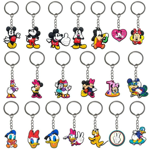 20pcs Mickey Cartoon Keychain for Kids Party Favors, Mini Cute Keyring for Classroom Prizes, Birthday Christmas Party Favors Gift, Goodie Bag Stuffers Supplies