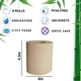 thumbnail image 2 of Papel higiénico BOONBOO Bamboo, 3 capas, sin blanquear, 4 rollos, 2 of 5