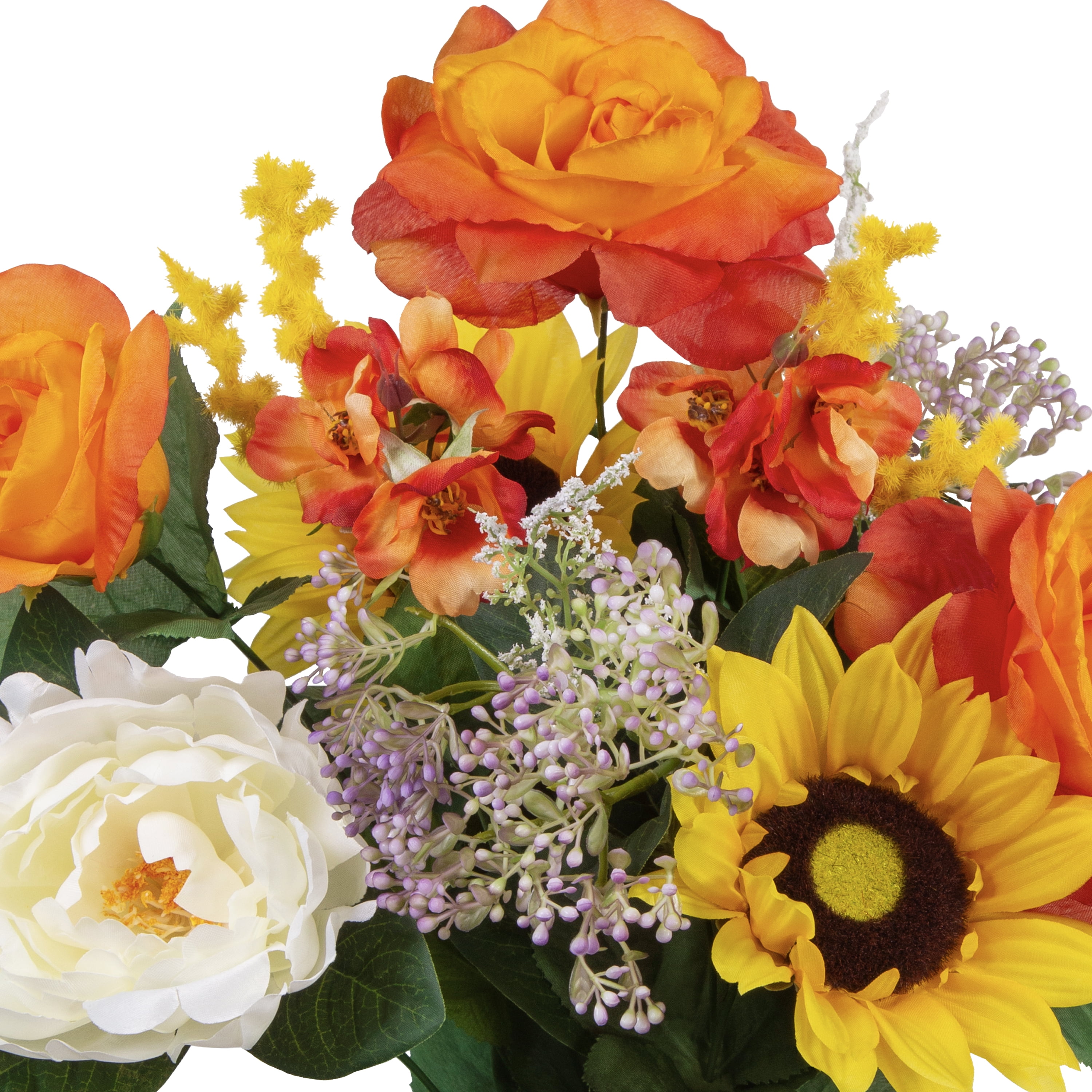 Mainstays 20 in Mixed Artificial Flower Bouquet, Orange and Yellow, Indoor Use