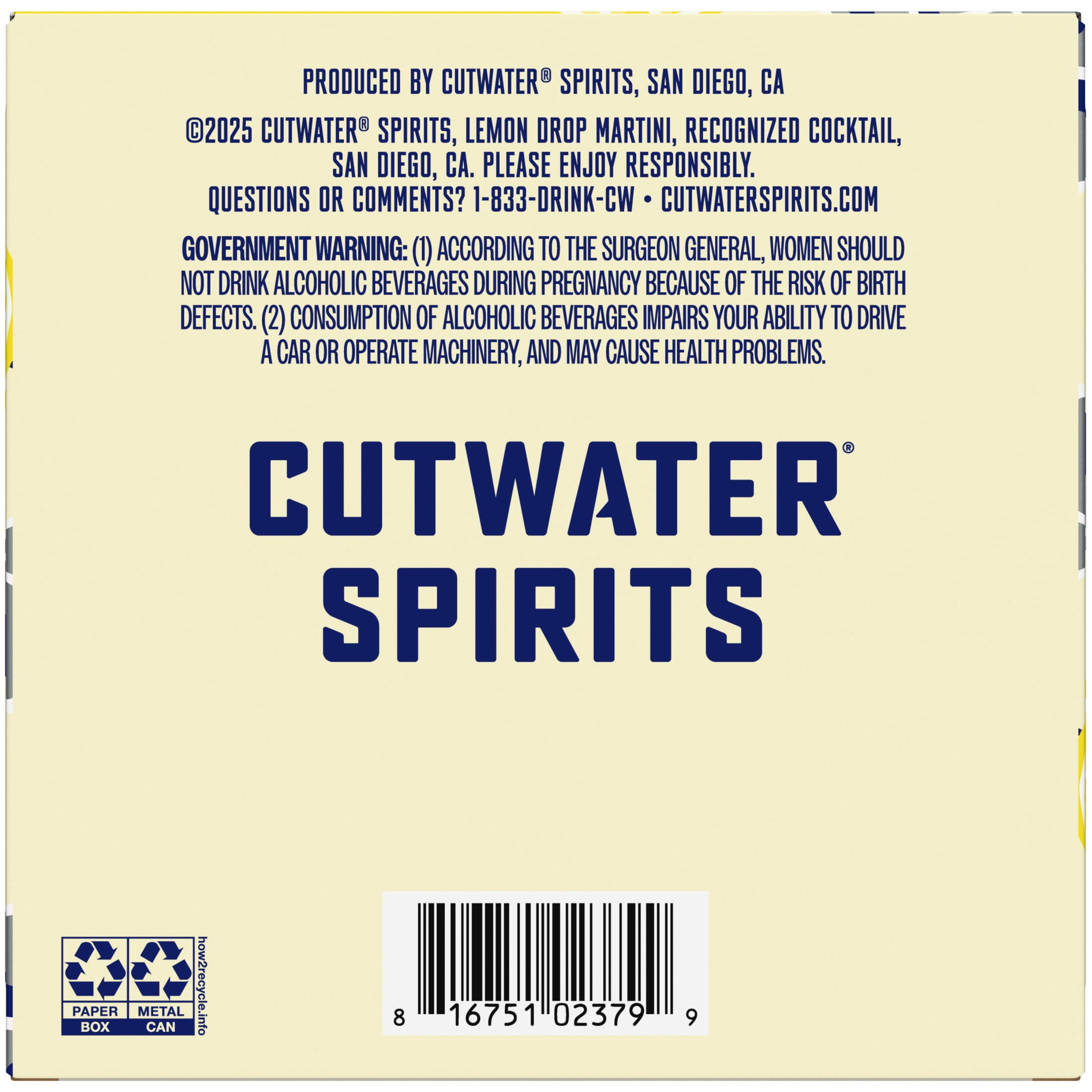 Cutwater Lemon Drop Martini 4 pack 12 fl oz Aluminum Cans, 11% ABV