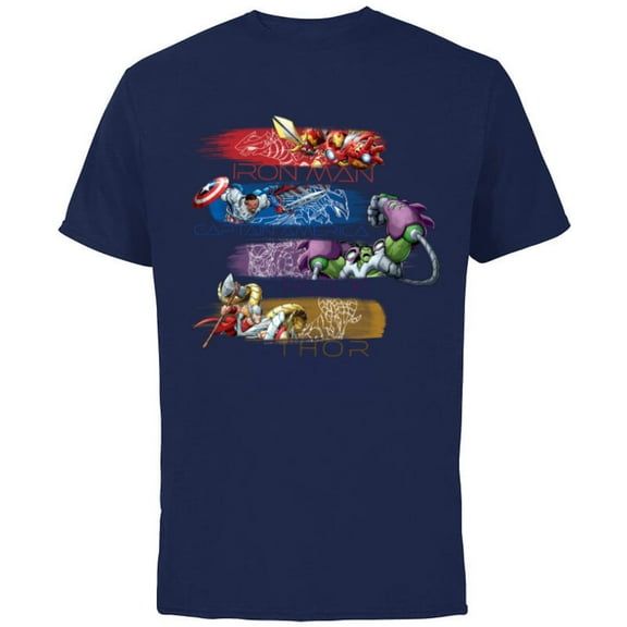 Marvel Mech Strike: Mechasaurs Avengers Four Armored Heroes - Short Sleeve Cotton T-Shirt for Adults - Customized-Navy