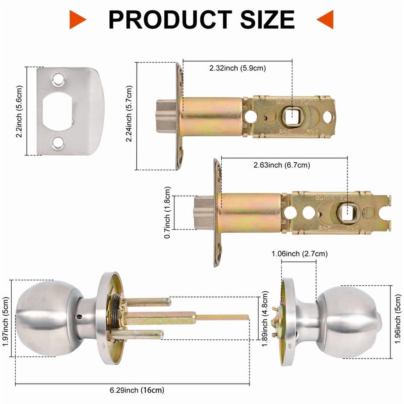 IMIKEYA Stainless Steel Spherical Door Lock Set – Corrosion-Resistant Knob With Keys, For Bedroom, Bathroom, Or Study Room