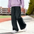 thumbnail image 6 of SDNall Girls Drawstring Wide Leg Sweatpants, Solid Color Elastic Waist Casual Trousers for School Sports, Fall Winter Daily Causal Pants 4-16 Years, 6 of 7